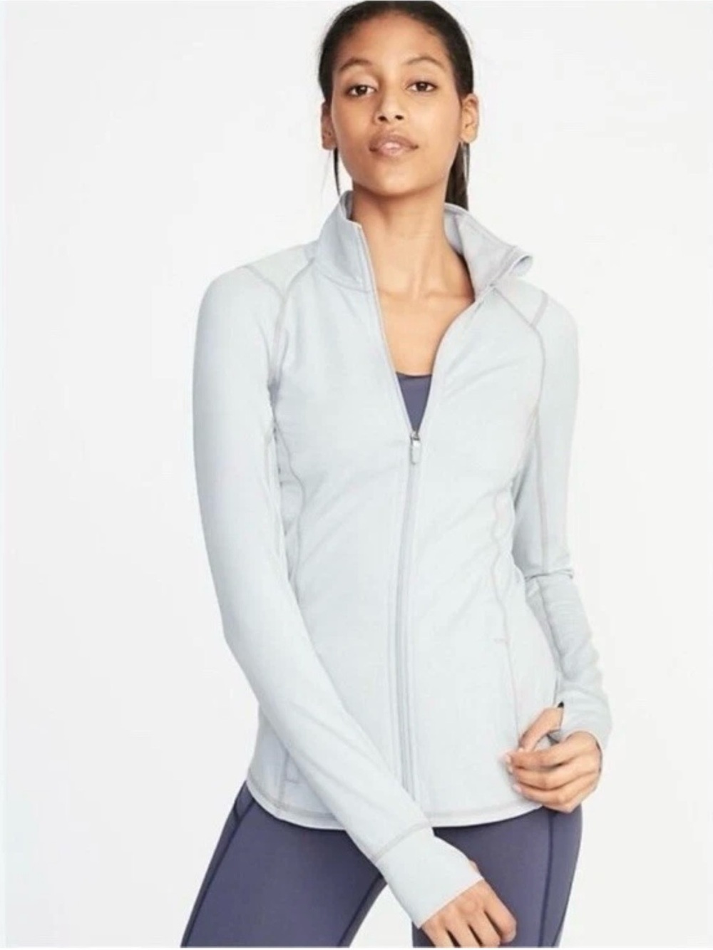 Old Navy Women’s XS Go-Dry Light Gray Full-Zip Active Jacket EUC